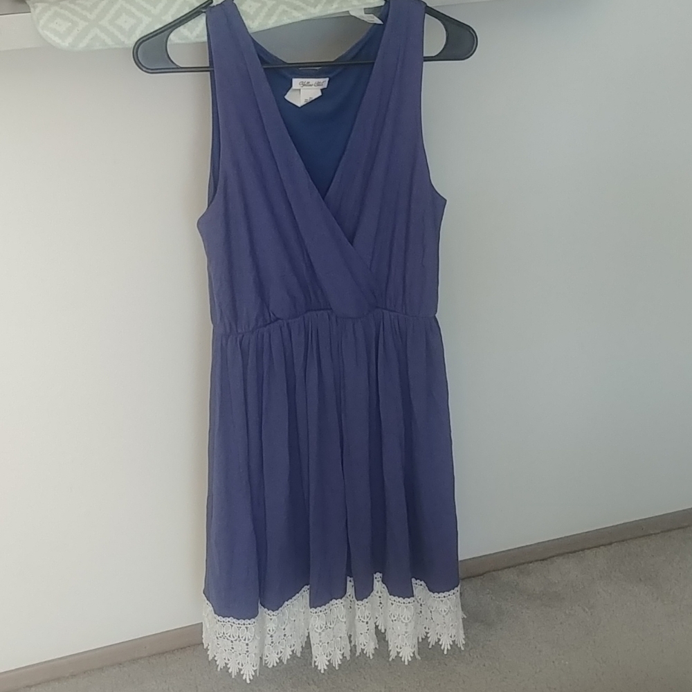 Yellow Star Fit and Flare Dress with Lace Trim